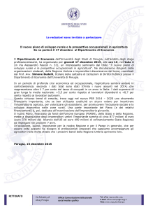 Il nuovo piano di sviluppo rurale e le prospettive occupazionali in