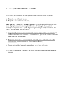 IL COLLOQUIO DI LAVORO TELEFONICO