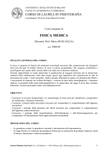 corso di fisica - Medicina e Chirurgia Unimi