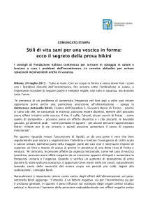 comunicato stampa incontinenza- vacanze in forma