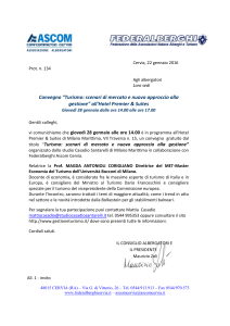 Lettera incontro turismo 28.01.2016 a Milano Marittima