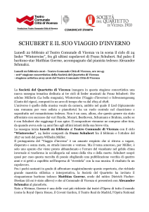 SCHUBERT E IL SUO VIAGGIO D`INVERNO Lunedì 22 febbraio al