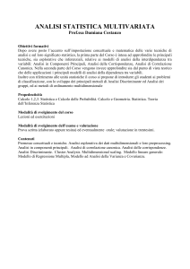 ANALISI STATISTICA MULTIVARIATA Prof.ssa Damiana Costanzo