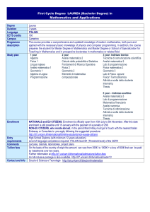 First Cycle Degree LAUREA (Bachelor Degree)