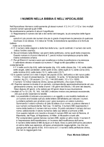 I NUMERI NELLA BIBBIA E NELL`APOCALISSE Nell`Apocalisse