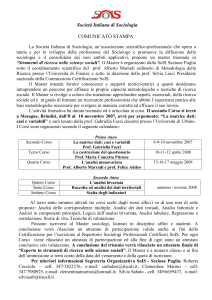 Master triennale “Strumenti di ricerca nelle scienze sociali” SoIS
