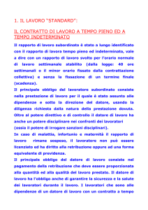 1. il contratto di lavoro a tempo indeterminato