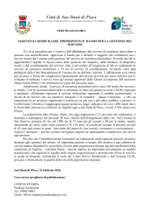 assistenza domiciliare, predisposto il bando per la gestione del