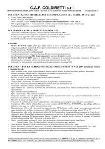 DOCUMENTAZIONE RICHIESTA PER LA