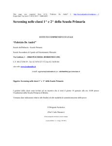 Screening nelle classi 1^ e 2^ della Scuola Primaria : I.C.S. "Fabrizio