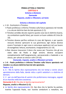 1 PRIMA LETTERA A TIMOTEO CAPITOLO 4 Schema e divisione