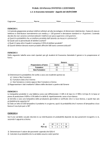 Esame di Statistica - Dipartimento di Economia, Statistica e Finanza