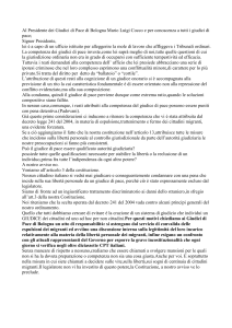 Al Presidente dei Giudici di Pace di Bologna Mario Luigi Cocco e