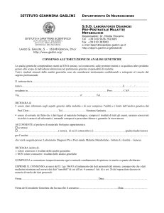 consenso all`esecuzione di analisi genetiche per il paziente