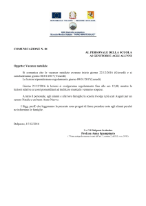 comunicazione per vacanze natalizie 2016