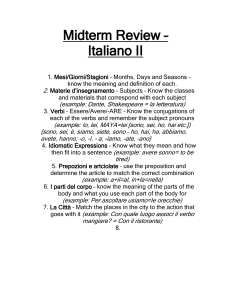 Midterm Review – Italiano I
