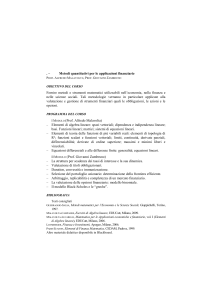 Metodi quantitativi per le applicazioni finanziarie