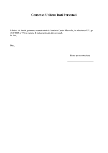 Consenso Utilizzo Dati Personali