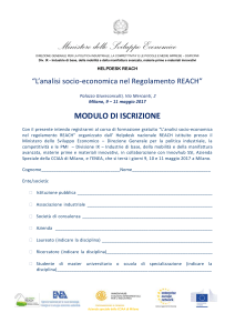 Modulo di iscrizione - Helpdesk REACH