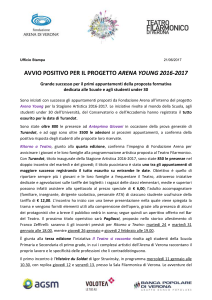 CS Avvio positivo per il progetto Arena Young 2016-2017
