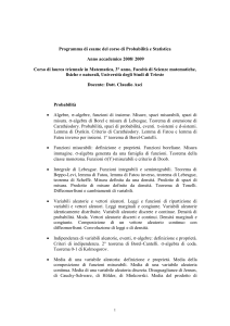 Probabilità e statistica - Dipartimento di Matematica e Informatica
