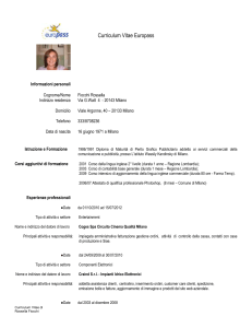 Curriculum Vitae Europass Informazioni personali Cognome/Nome