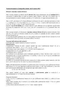 Teoria dei numeri e Crittografia: lezione del 31 marzo 2011