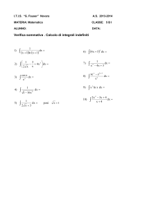 Verifica sommativa . Calcolo di integrali indefiniti