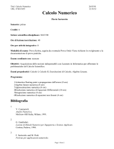 Calcolo Numerico - Dipartimento di Scienze Ambientali, Informatica