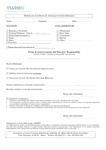 Modulo per la richiesta di utenza per servizi informatici