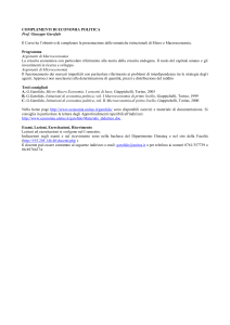 COMPLEMENTI DI ECONOMIA POLITICA