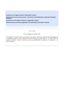 Iscrizione corso Inglese livello B1 Studenti del Corso di Laurea in