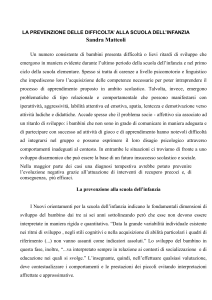 LA PREVENZIONE DELLE DIFFICOLTA` NEI PRIMI ANNI DI VITA