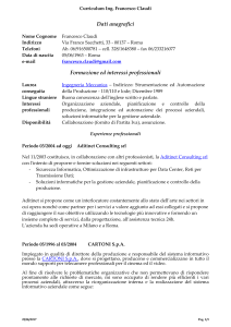 Curriculum Francesco Claudi al 03/03/2003