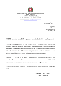 Messa natalizia e sospensione attività