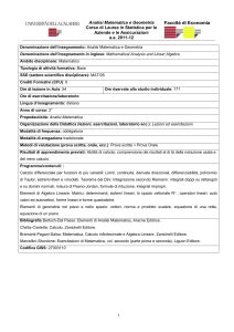 Corso di Laurea triennale in STATISTICA