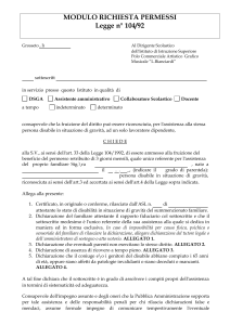 MODULO RICHIESTA PERMESSI Legge n° 104/92 Grosseto , lì Al
