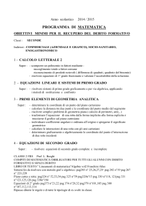 Anno scolastico 2014 / 2015 PROGRAMMA DI MATEMATICA