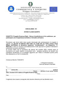 CIRCOLAREN. 161 AVVISO CLASSI QUARTE OGGETTO: Progetto
