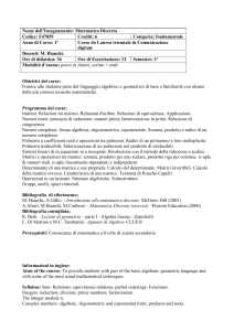 Nome dell`Insegnamento - Dipartimento di Matematica