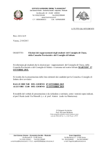 Comunicazione presentazione liste rappresentanti