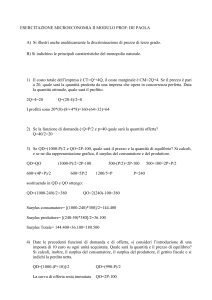 ESERCITAZIONE MICROECONOMIA II MODULO PROF: DE PAOLA