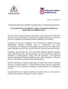 Presentazione dell`iniziativa martedì 27 novembre alle ore 11.30