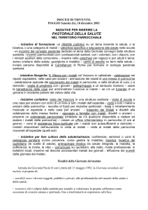 iniziative per inserire la pastorale della salute nel territorio