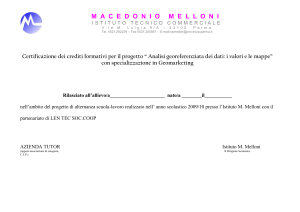 Certificazione dei crediti formativi per il progetto “ Analisi