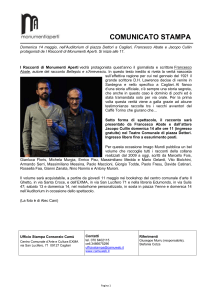 Comunicato stampa dell`evento speciale “I Racconti di Monumenti