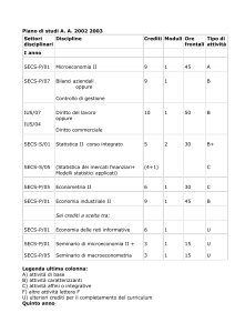Piano di studi A - Scuola di Economia, Management e Statistica