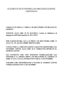 ELEMENTI DI ECONOMIA ED ORGANIZZAZIONE AZIENDALE