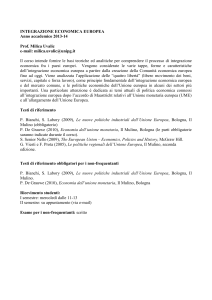INTEGRAZIONE ECONOMICA EUROPEA Anno accademico 2013