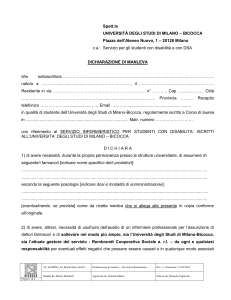 Dichiarazione di Manleva - Servizio Infermieristico Milano-Bicocca